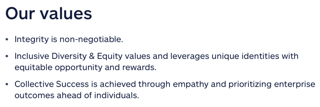 Screen shot of Allstate's values