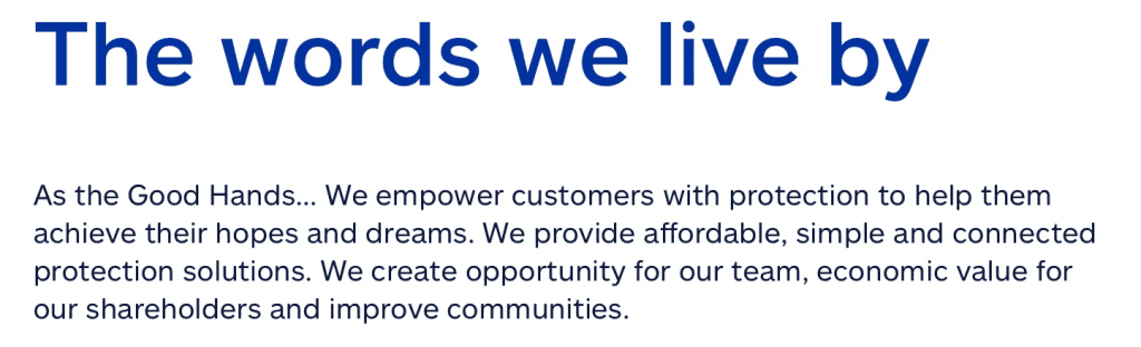 Screen capture of Allstate Insurance Company "Our Shared Purpose"
